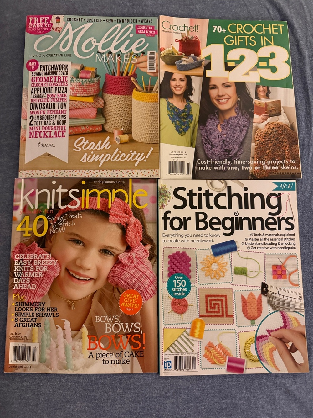 Bundle (4) Sewing, Knitting, Crochet Guide Books Magazines